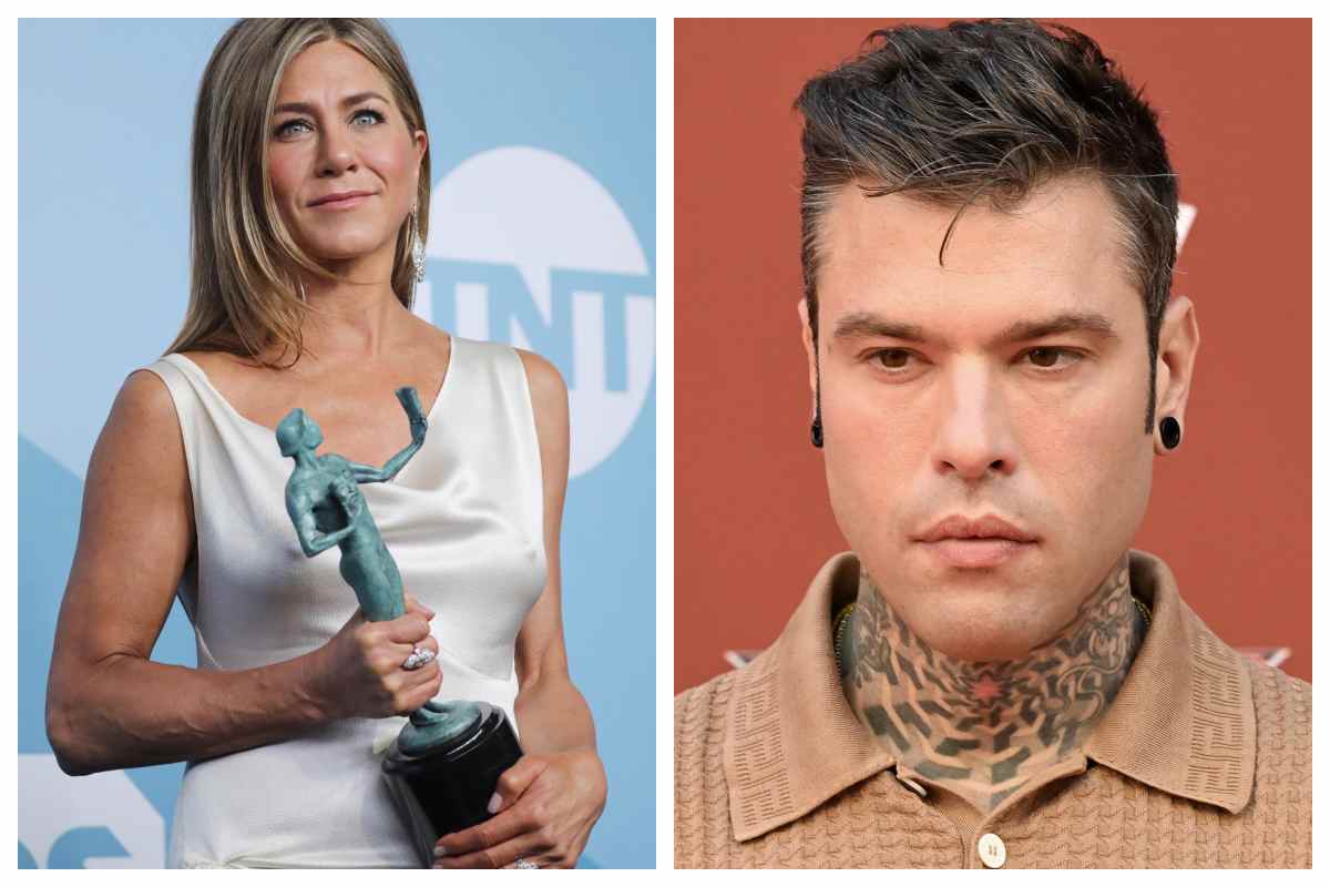 Fedez e Jennifer Aniston primo piano