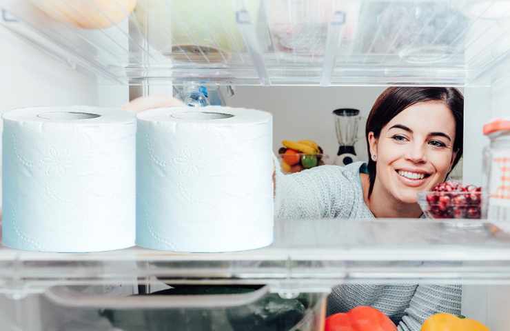 eliminare odori con carta igienica in frigo